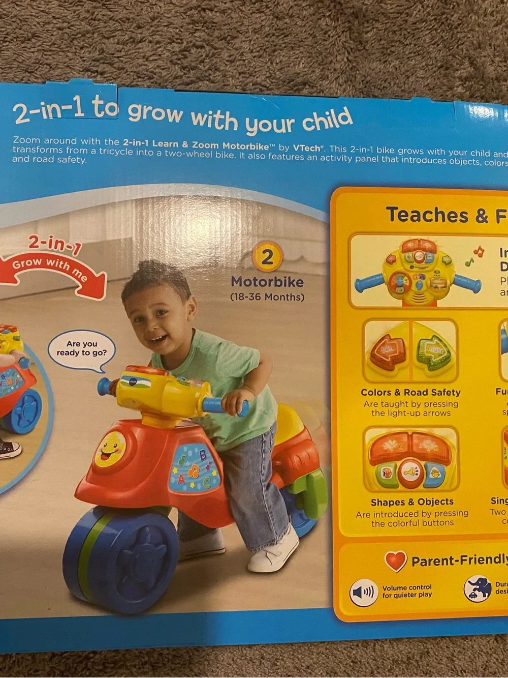 VTech 2-in-1 Learn & Zoom Motorbike – Yellow and Red